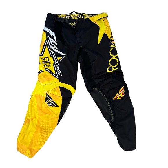 Fly Racing Rockstar Kinetic Mesh Tech Motocross Pants Size 32 Black & Yellow - Picture 1 of 11